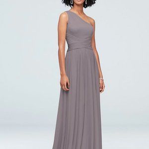 NWT One-Shoulder Bridesmaid Dress in Graphite